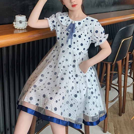 Summer Girls' Polka Dot Dress Clothes Fashion Kids Girls Vintage Dress Polka Dot Princess Swing Rockabilly Party Daily Dresses