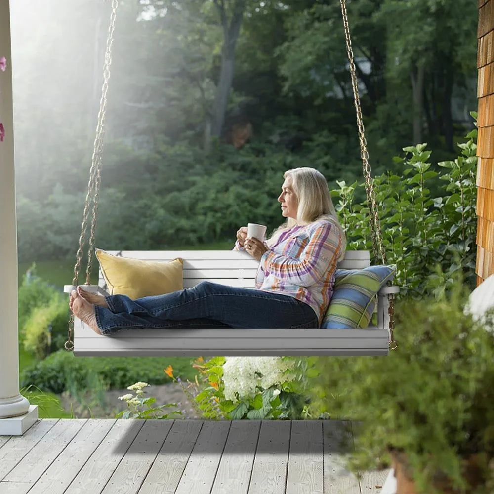 4FT heavy duty 880 lb outdoor swing bench Wooden porch swing with chain