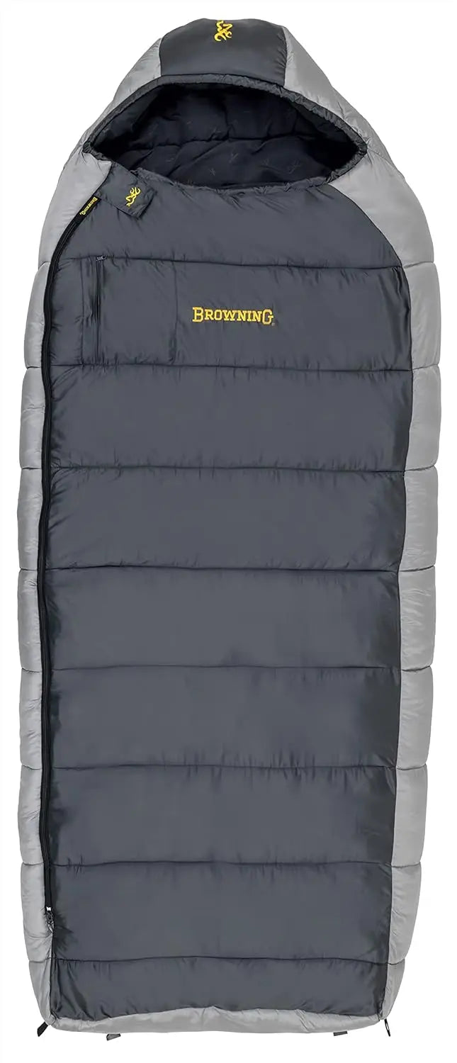 30° Sleeping Bag - Oversize Insulated Hooded Rectangle Made with Ripstop Outer and Brushed Polyester Liner