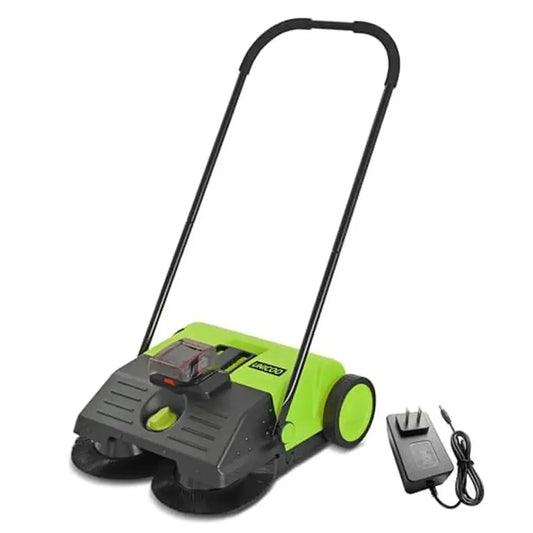 Electric Push Sweeper Indoor and Outdoor Cleaning Efficiency Cordless Walk Behind Sweeper with Rechargeable Battery Versatile
