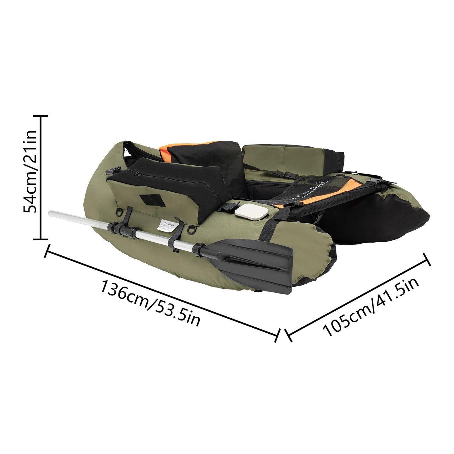 136*105CM Oxford Cloth Kayak Inflatable Fishing Boat Folding Assault Thick And Wear-resistant  Single Boat 286.6 LBS Capacity