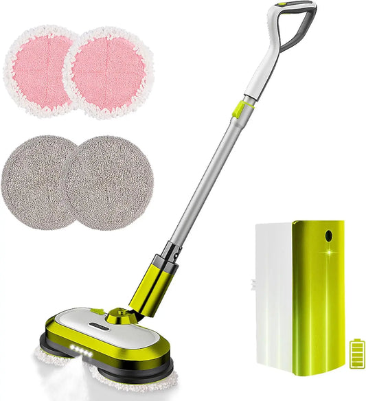 Mop, Electric Spin Mop with LED Headlight and Water Spray, Up to 60 mins Powerful Floor Cleaner with 300ml Water Tank & Detachab