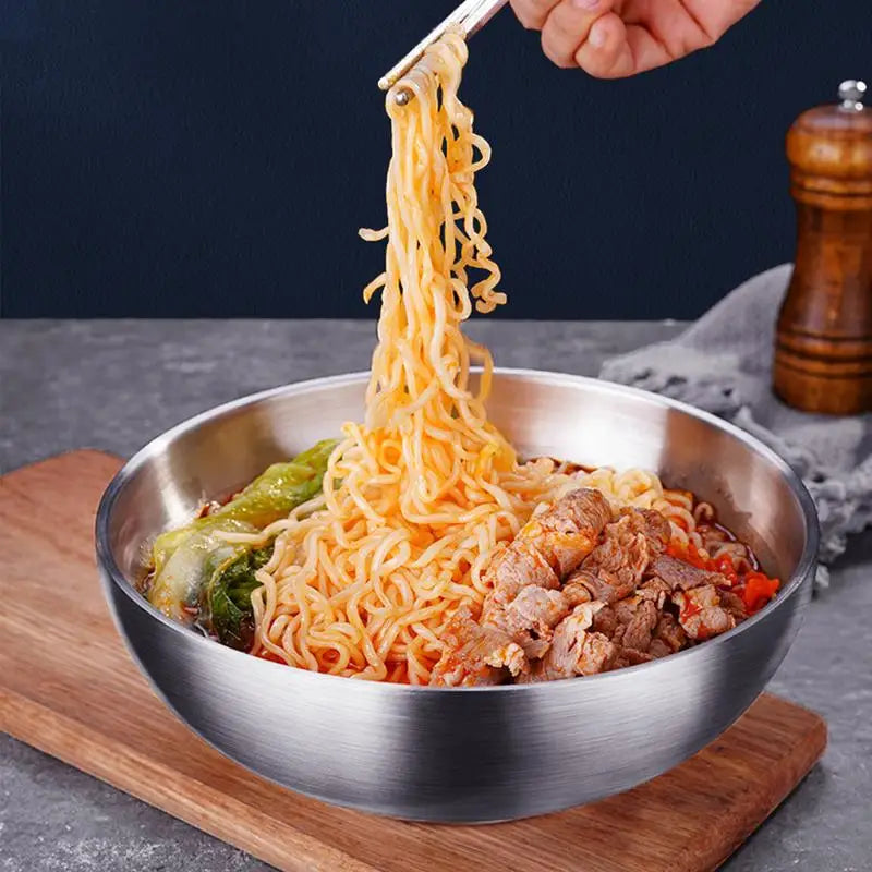 Stainless Steel Gold And Silver Salad Bowl Rice Noodles Lamian Noodles Bowl Kitchen Tableware Food Container