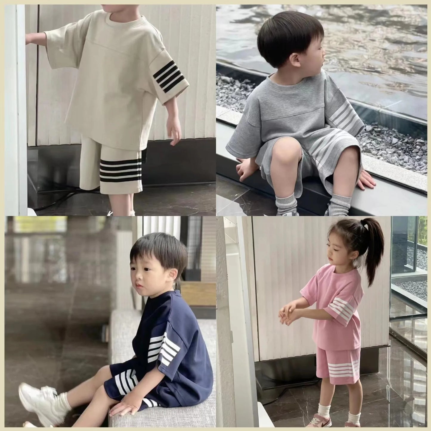 Korean Style Fashion Loose Boys Tracksuits Casual Short Sleeve Suit Summer New Children's Wear 2 Piece Set Kids Clothes Outfits