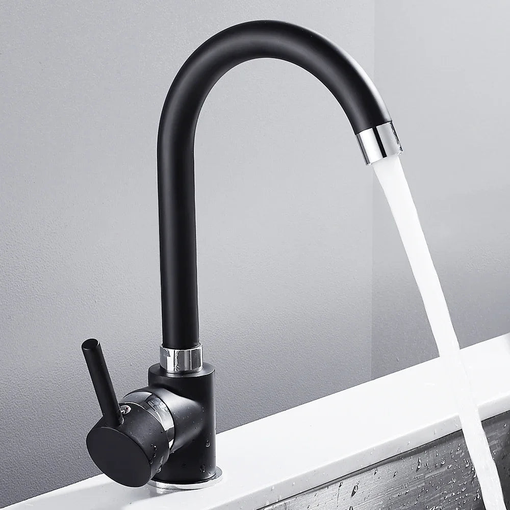 Kitchen Sink Mixer Tap 360 Degree Swivel High Arc Single Lever Bathroom Mixer Faucet Available Chrome Finish Solid Brass with