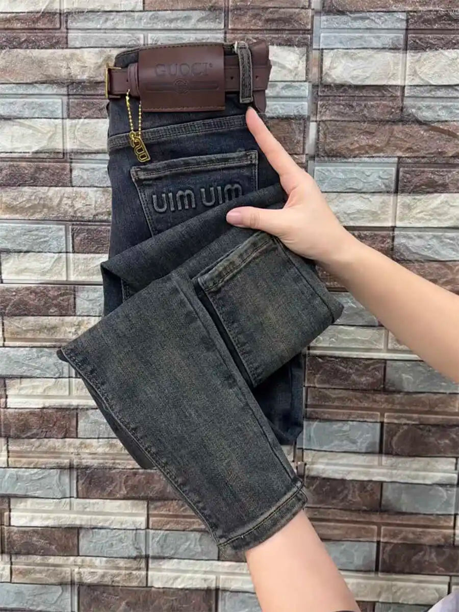 Y2k Women's Jeans Velvet Padded High Waist Small Foot Jeans Women's 2024 Plus Size Fall Winter New Slim Fit Stretch Pencil Pants