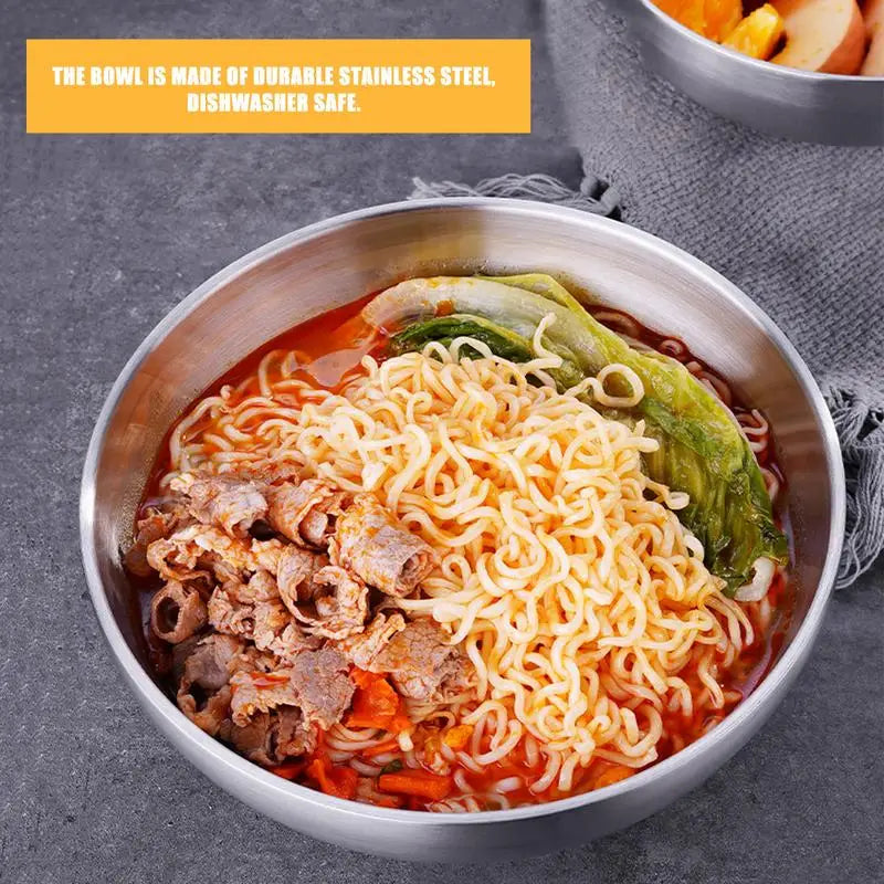 Stainless Steel Gold And Silver Salad Bowl Rice Noodles Lamian Noodles Bowl Kitchen Tableware Food Container