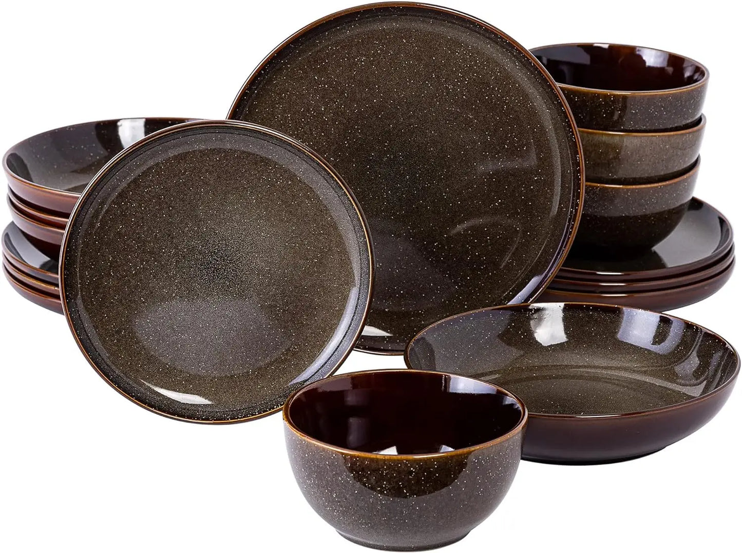 Matisse 16 Piece Double Bowl Dinnerware Set, Cobalt Blue, Service for 4 (16pcs)
