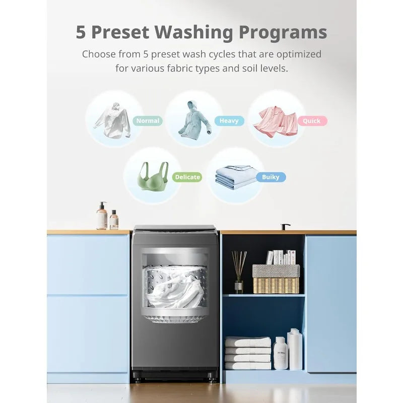 1.6 Cubic Foot Portable Washing Machine 11 Pound Capacity Fully Automatic Compact Washing Machine Perfect for Apartments