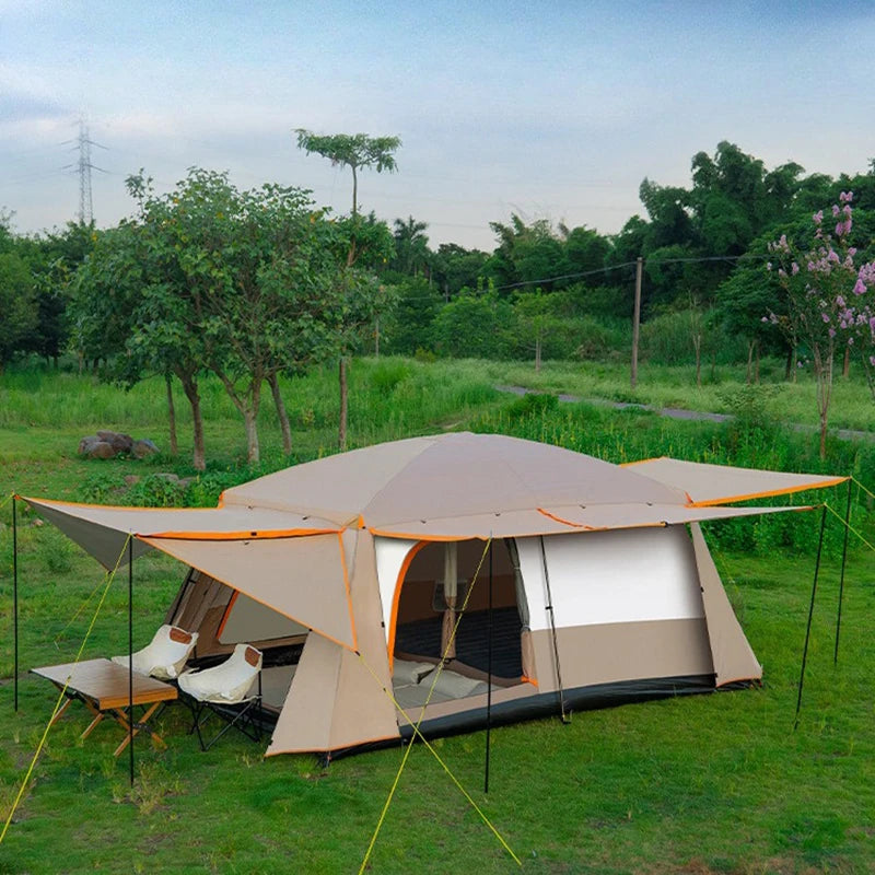 Small Fully Covered Large Size Ultralarge 4 6Persons Double Layers Outdoor 2living Rooms and 1hall Family Camping Tourist Tent