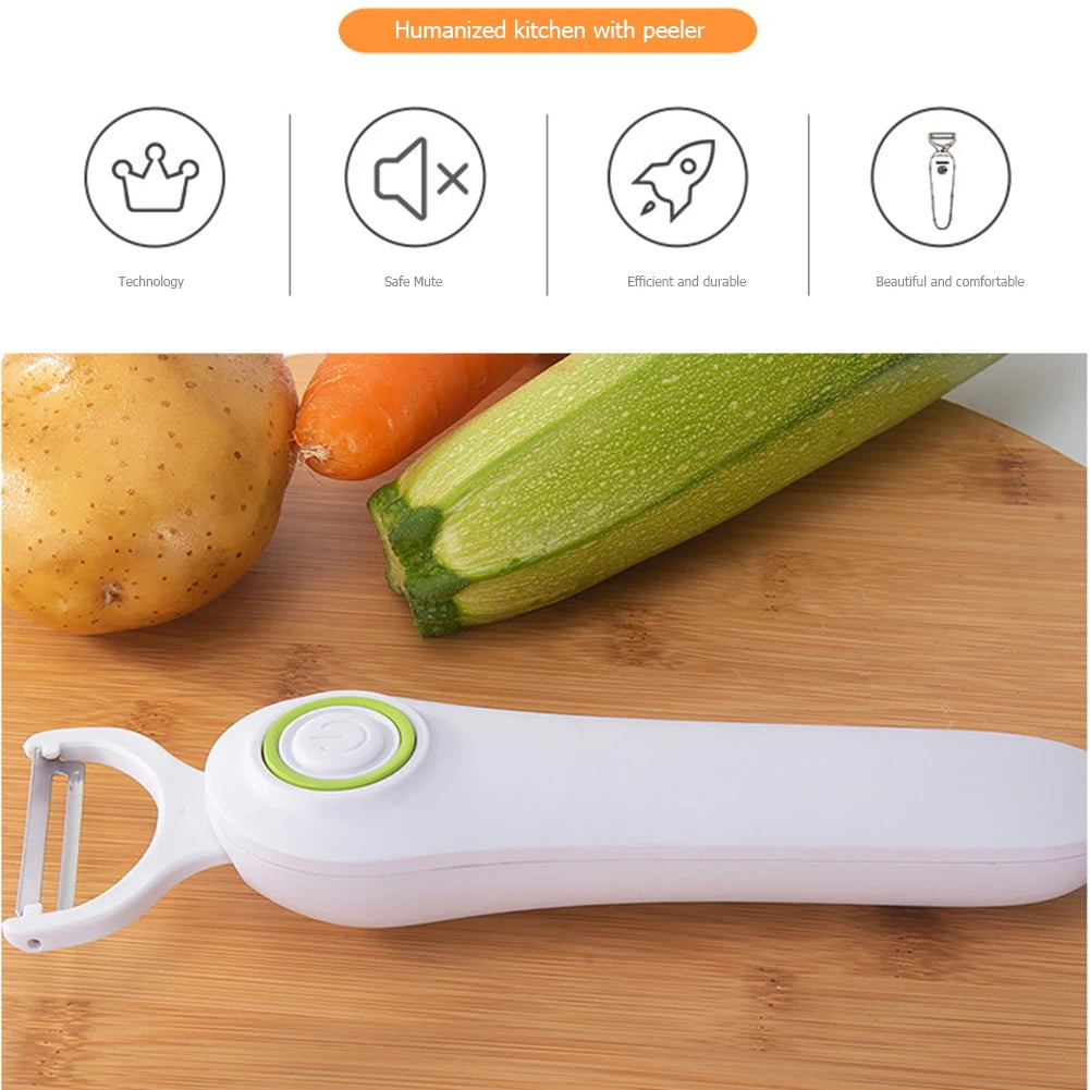 Electric Peeler with 3 Cutter Heads Mini Electric Peeler USB Rechargeable Stainless Steel Safety Lightweight Home Kitchen Tool