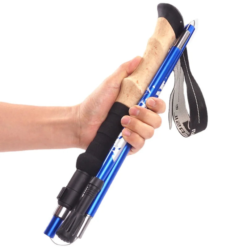 Carbon Fiber 5 Section Ultralight Trekking Poles Walking Stick Trail Running Hiking Alpenstock Folding 135cm