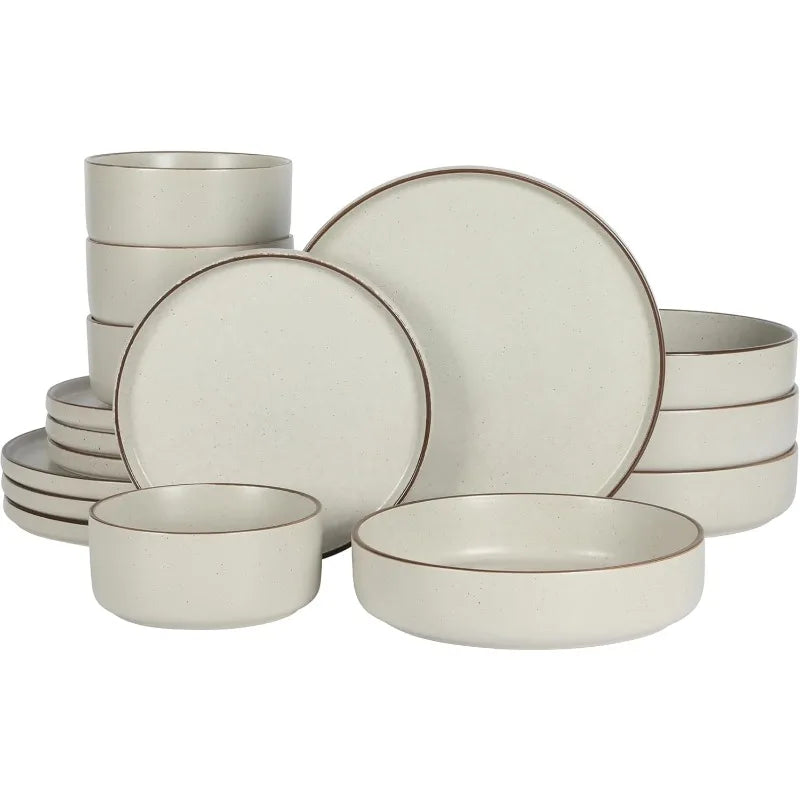 Matisse 16 Piece Double Bowl Dinnerware Set, Cobalt Blue, Service for 4 (16pcs)