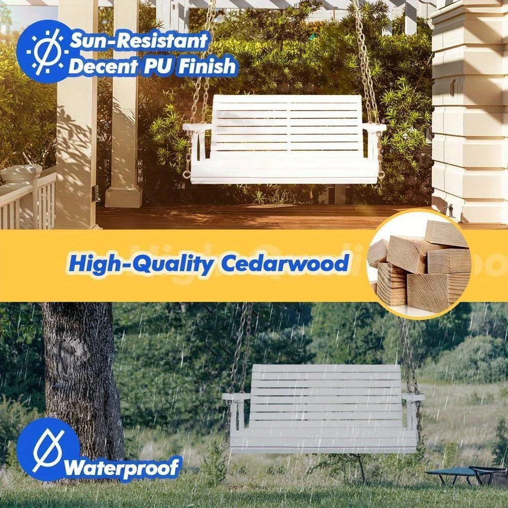 4FT heavy duty 880 lb outdoor swing bench Wooden porch swing with chain